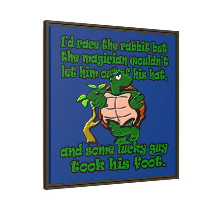 turtle race - framed canvas art (dark blue)