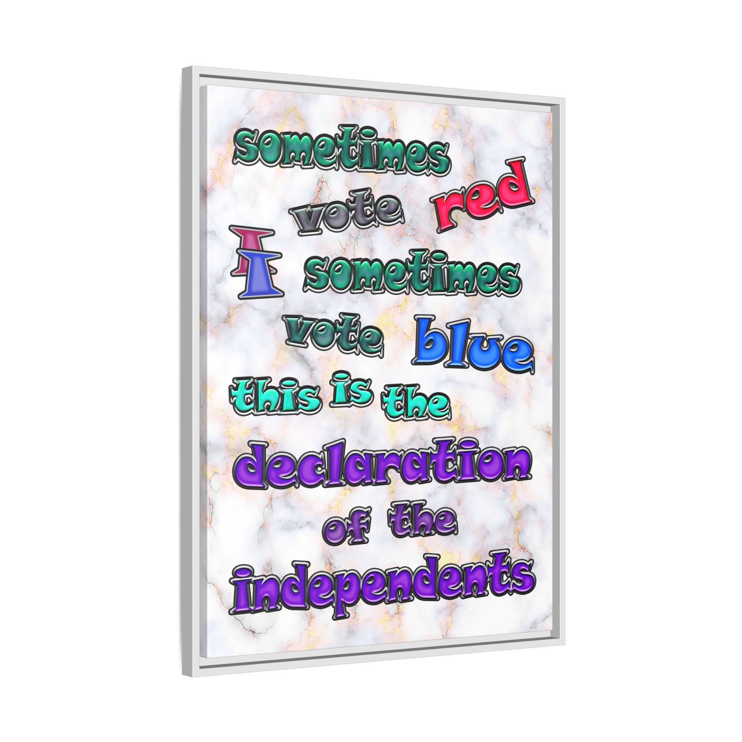 declaration of the independents - framed canvas art (white marble)