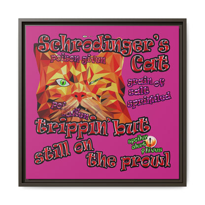 schrodinger's cat - framed canvas art (pink)