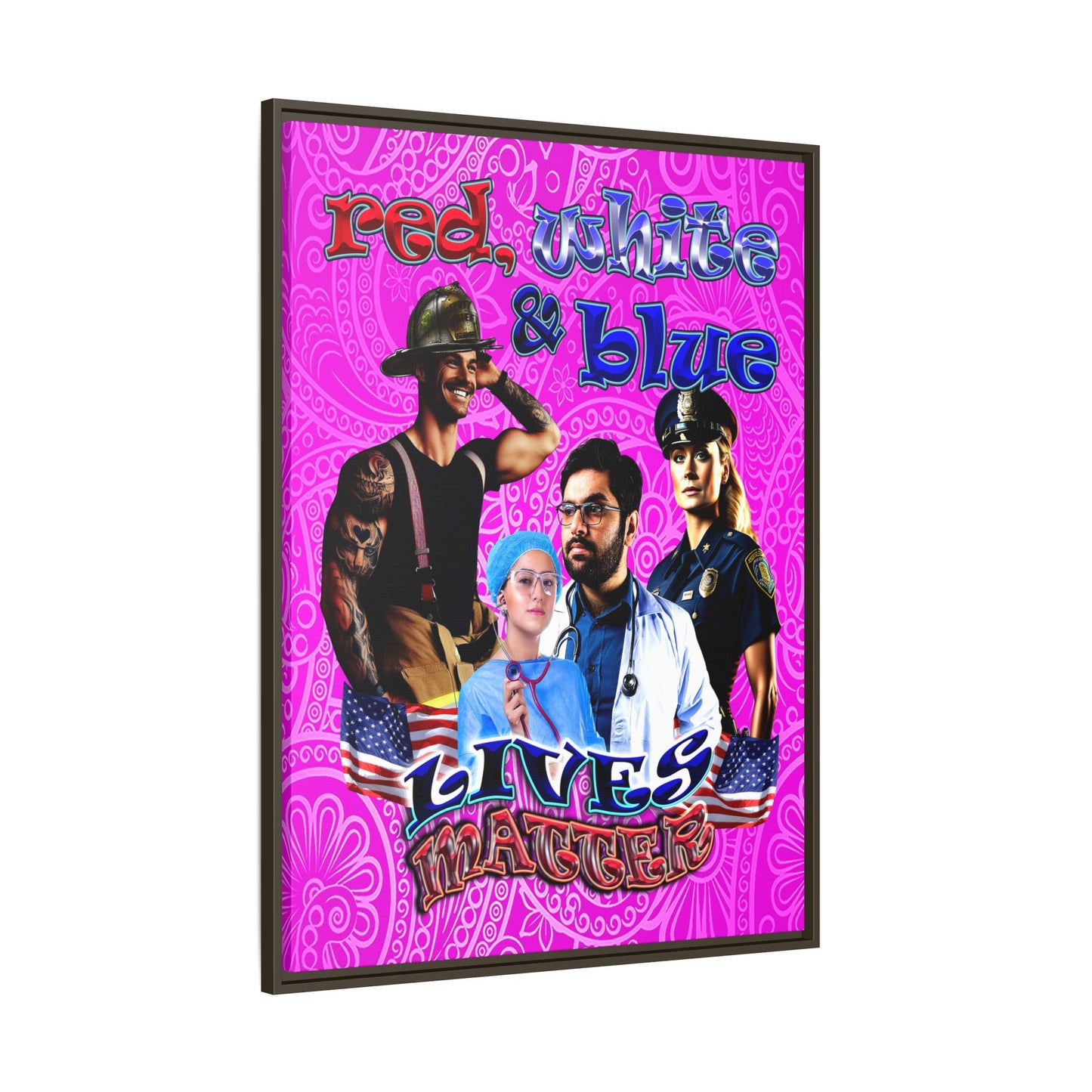 rw&b lives matter - framed canvas art (pink swirl)