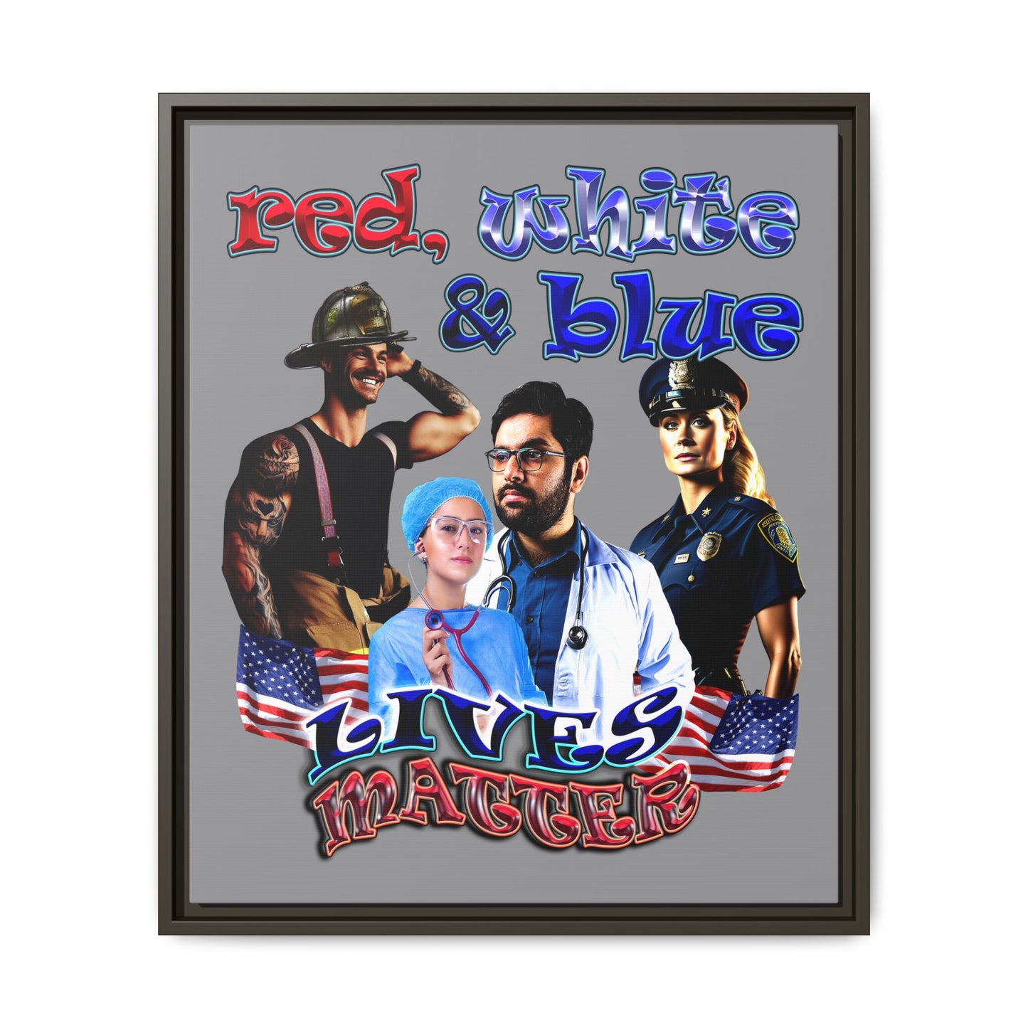 rw&b lives matter - framed canvas art (grey)