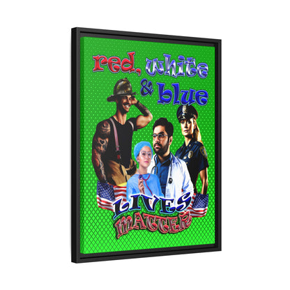 rw&b lives matter - framed canvas art (logo green)