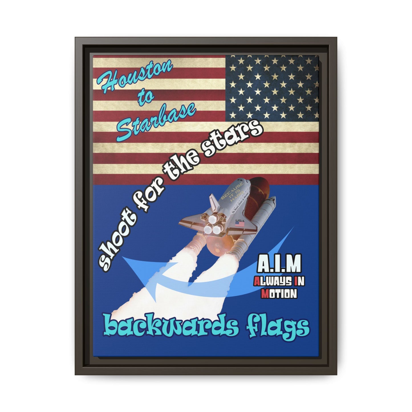 shoot for the stars - framed canvas art (dark blue)