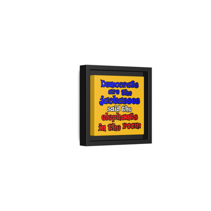 donkeys and elephants - framed canvas art (yellow)