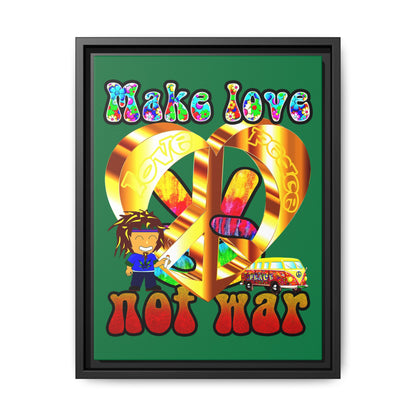 love peace - framed canvas art (dark green)