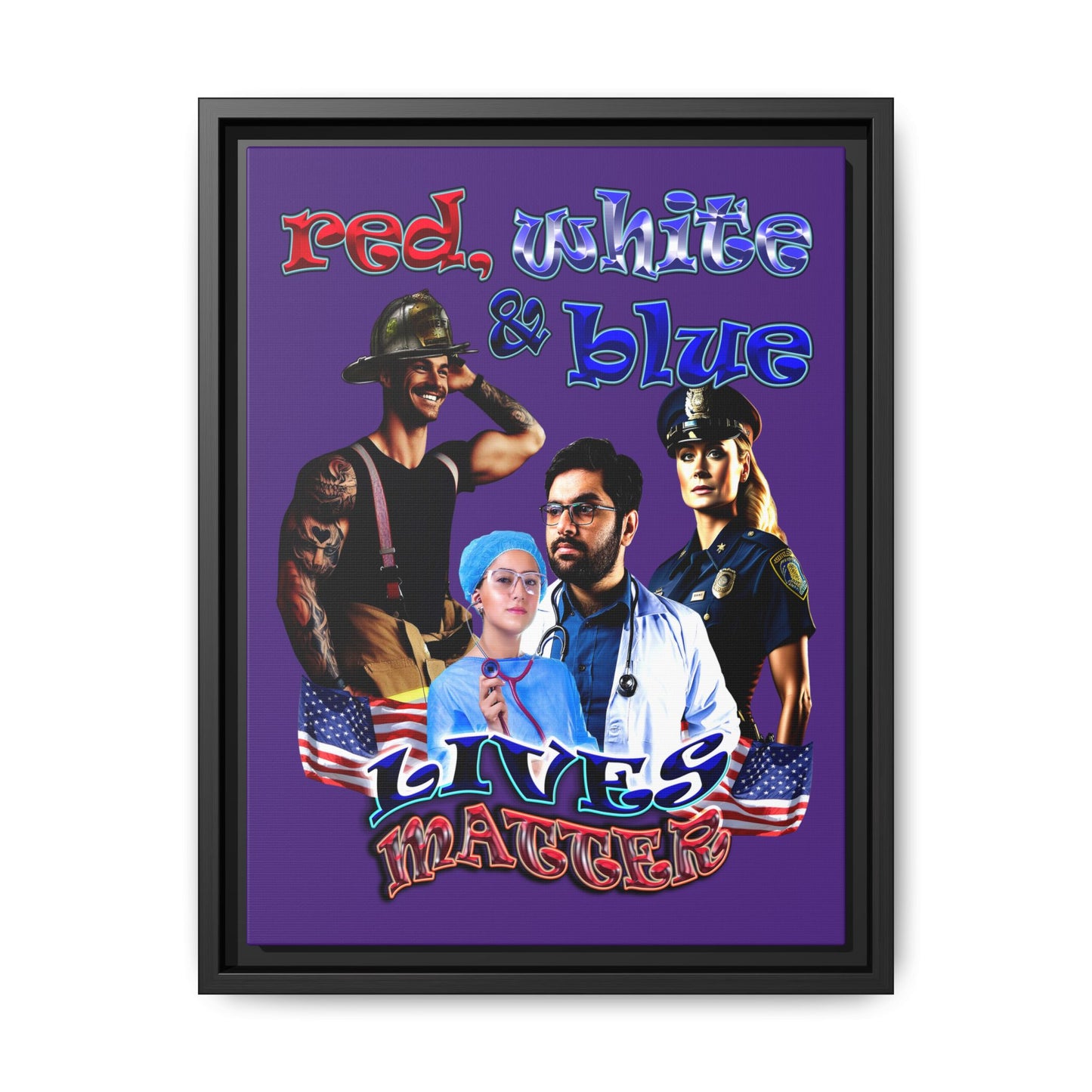 rw&b lives matter - framed canvas art (purple)