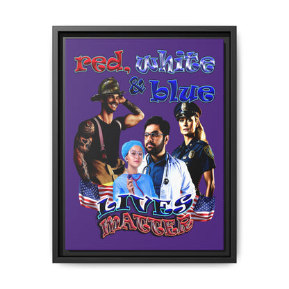 rw&b lives matter - framed canvas art (purple)