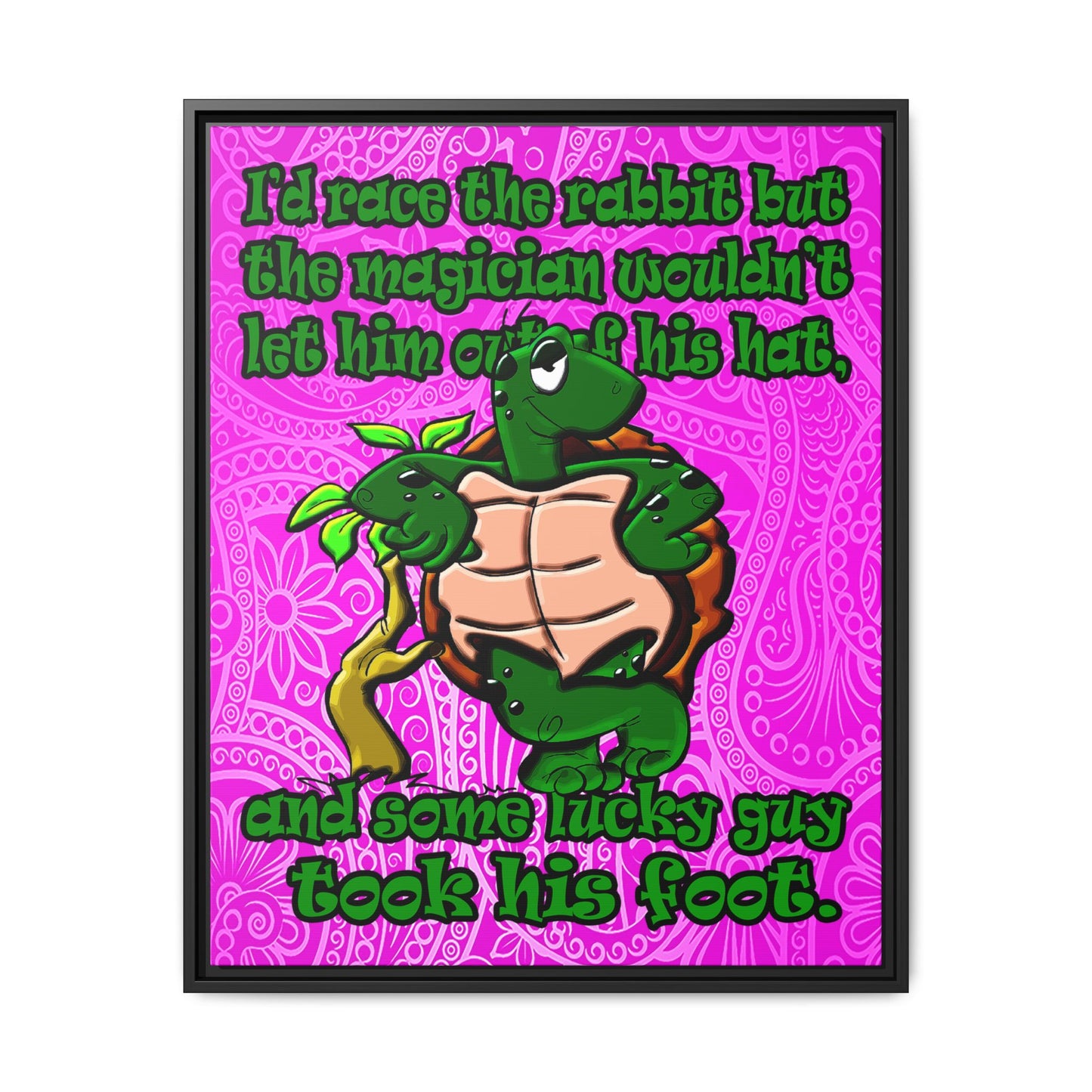 turtle race - framed canvas art (pink swirl)