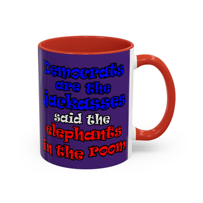 donkeys and elephants - Accent Mug (purple)