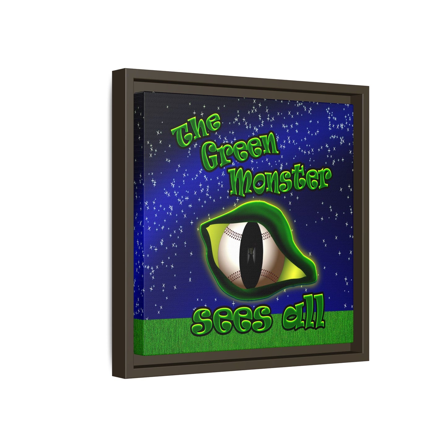 green monster - framed canvas art ('snoops' background)