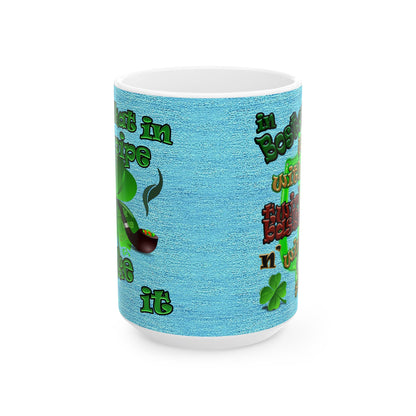celtics logo - White Mug (faded blue)
