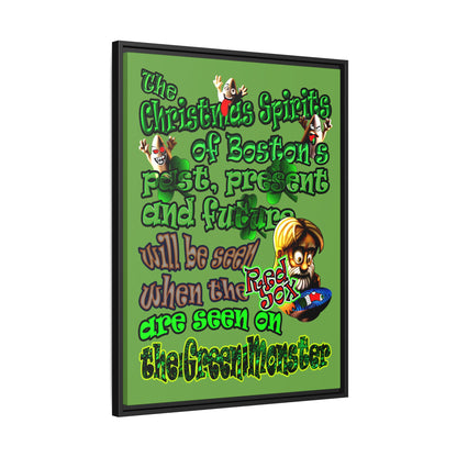 christmas spirits of boston - framed canvas art (green)