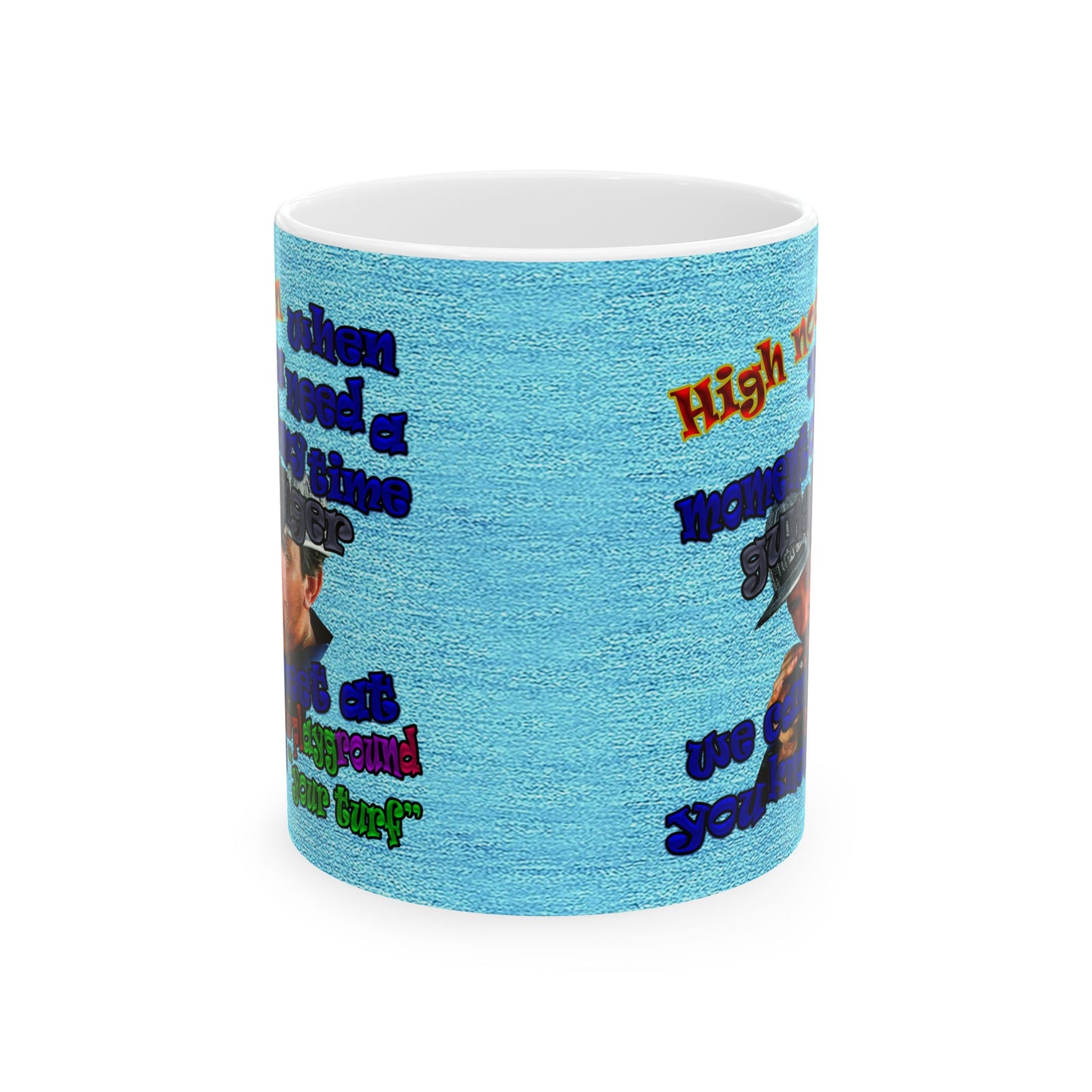 high noon - White Mug (faded blue)
