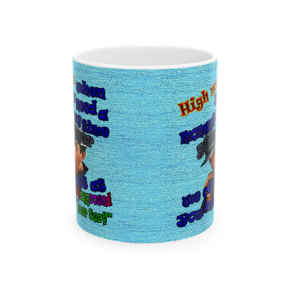 high noon - White Mug (faded blue)