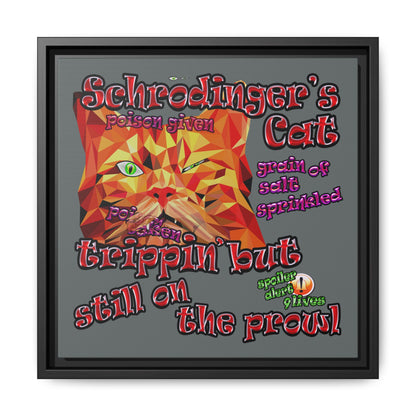 schrodinger's cat - framed canvas art (dark grey)