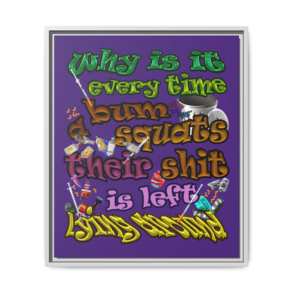 the bum's shit - framed canvas art (purple)