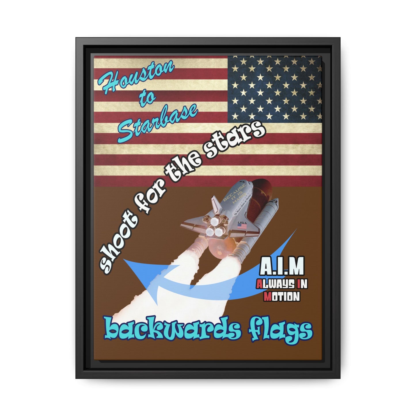 shoot for the stars - framed canvas art (brown)