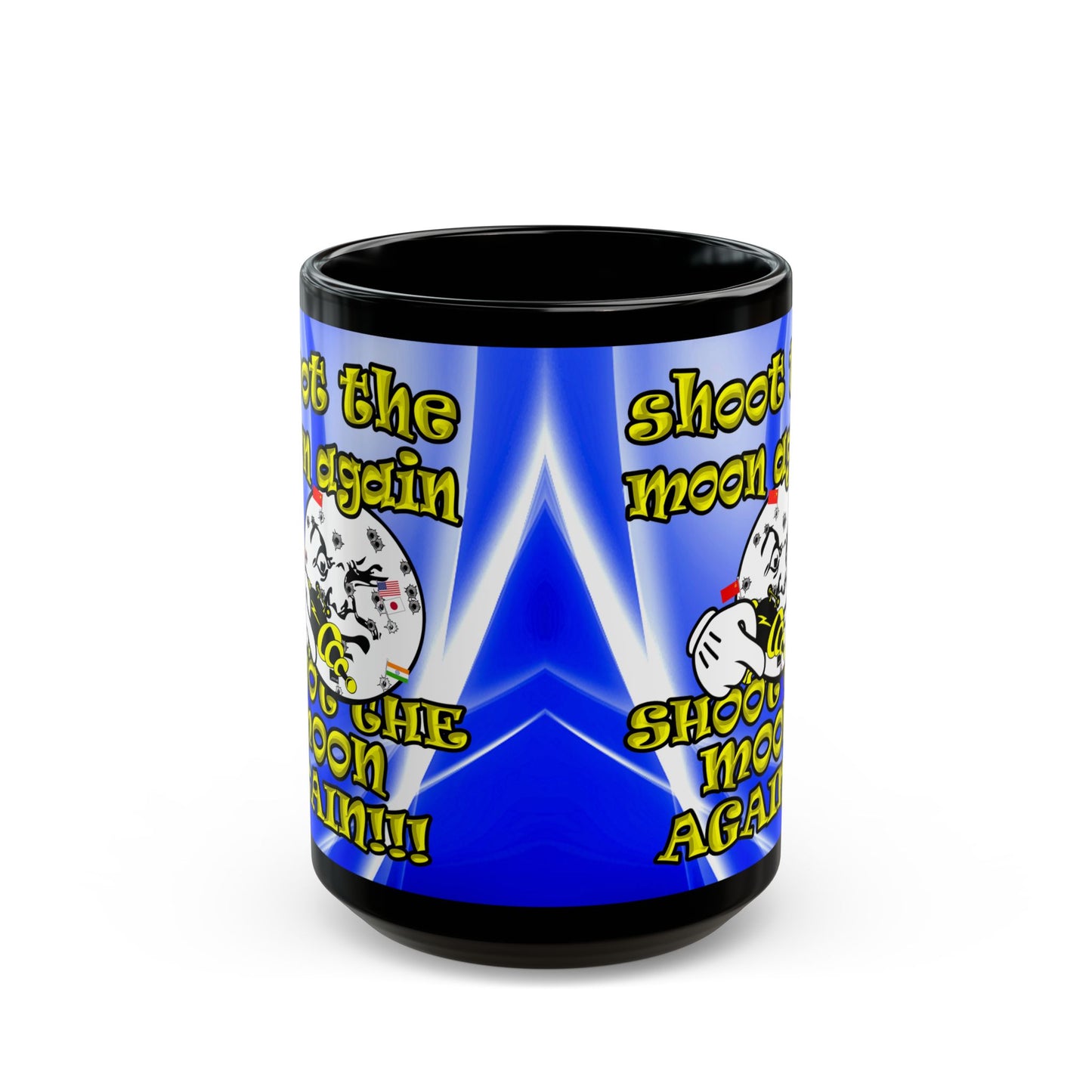shoot the moon again - Black Mug (blue-white wave)