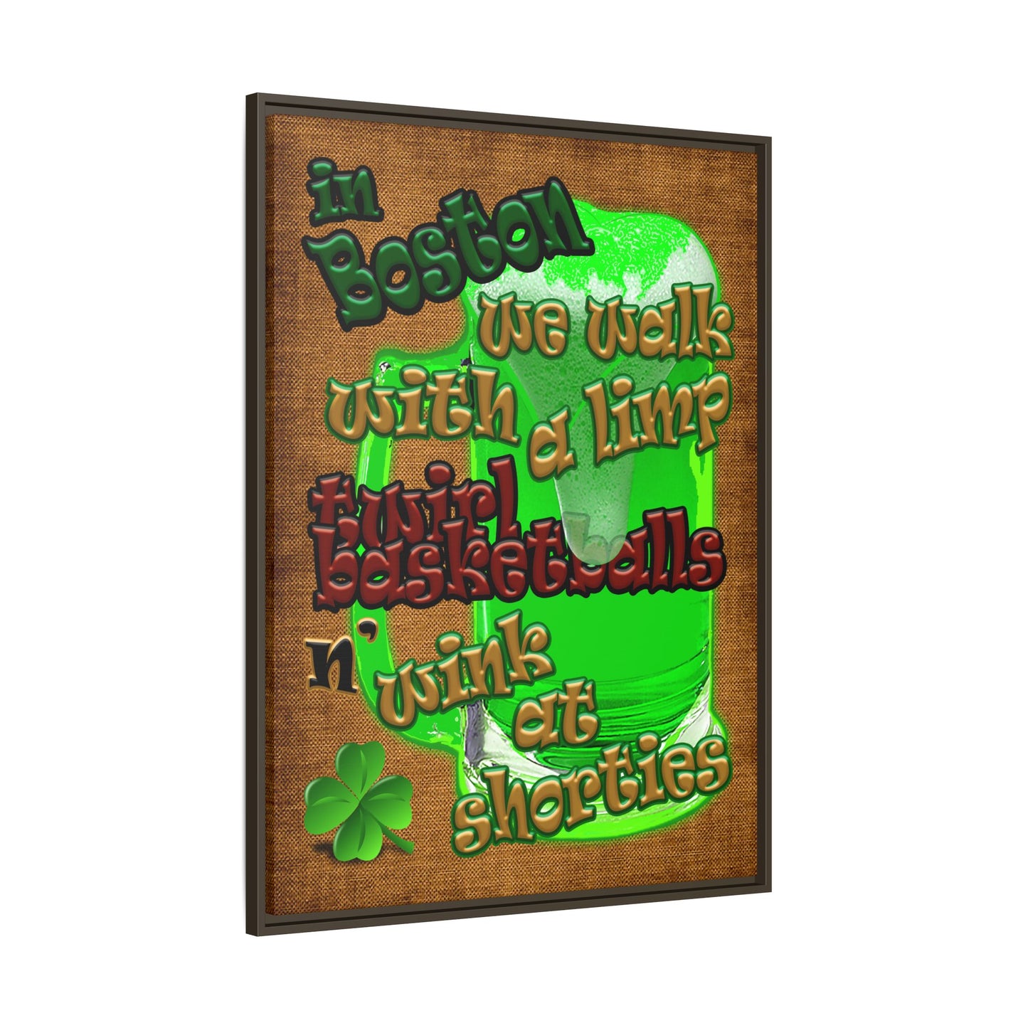 celtics logo - framed canvas art (brown papyrus)