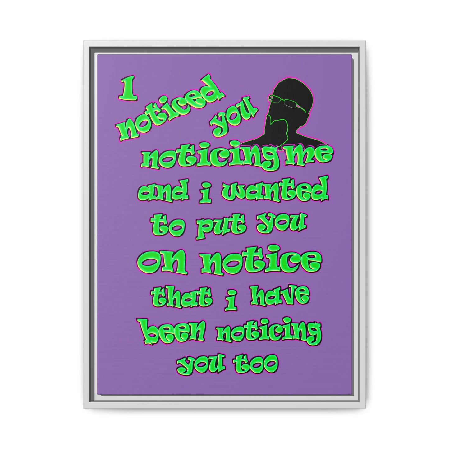 noticed you noticing - framed canvas art (light purple)
