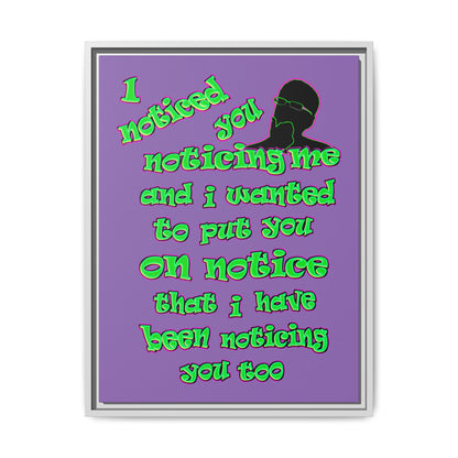 noticed you noticing - framed canvas art (light purple)