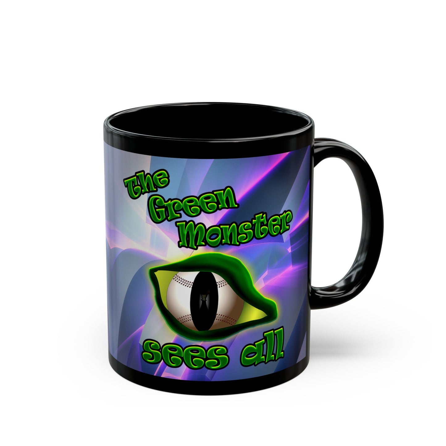 green monster - Black Mug (grey-pink wave)
