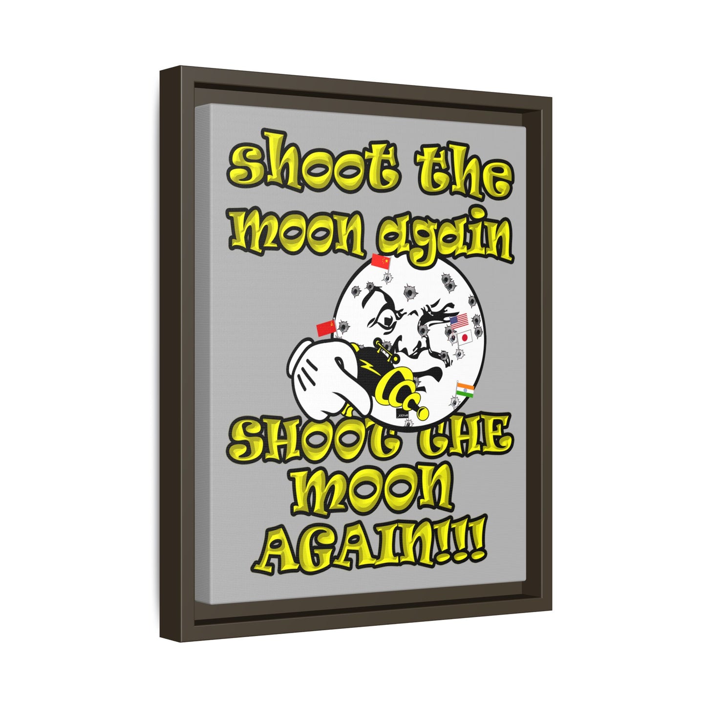 shoot the moon again - framed canvas art (light grey)