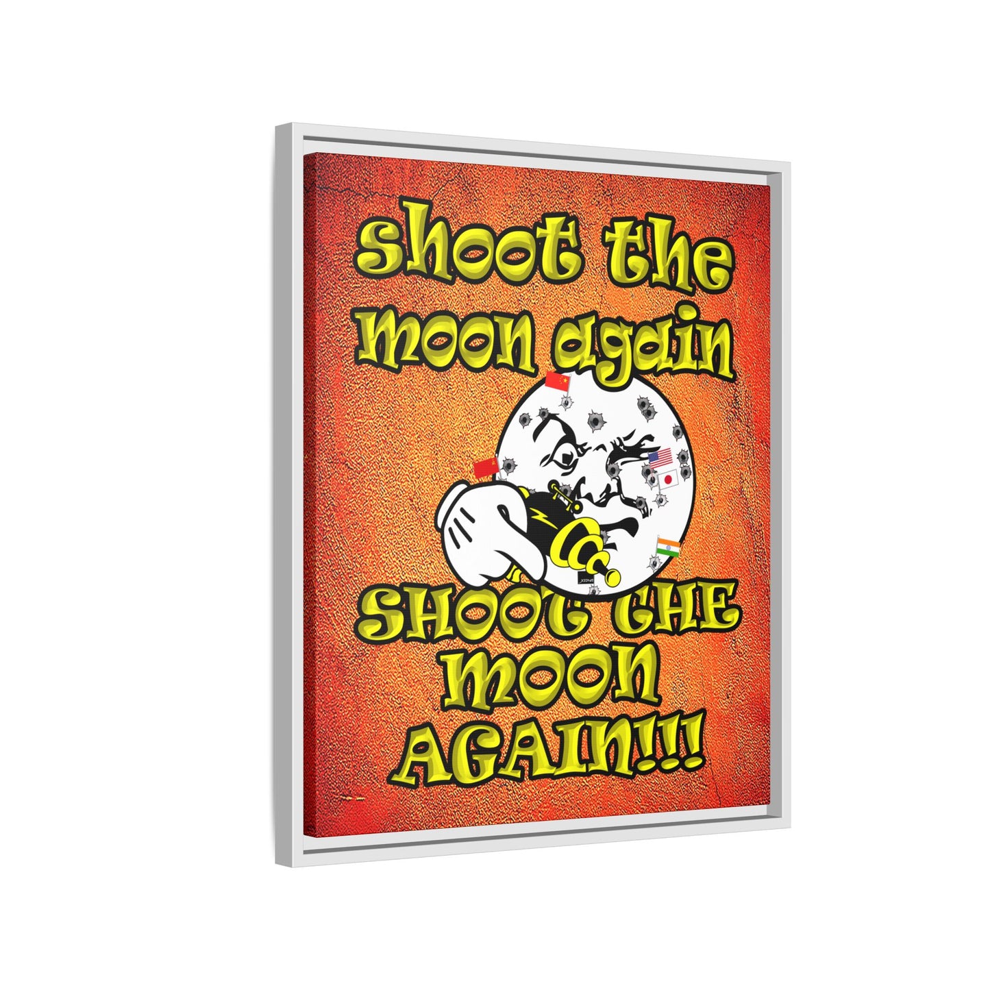 shoot the moon again - framed canvas art (burnt orange)