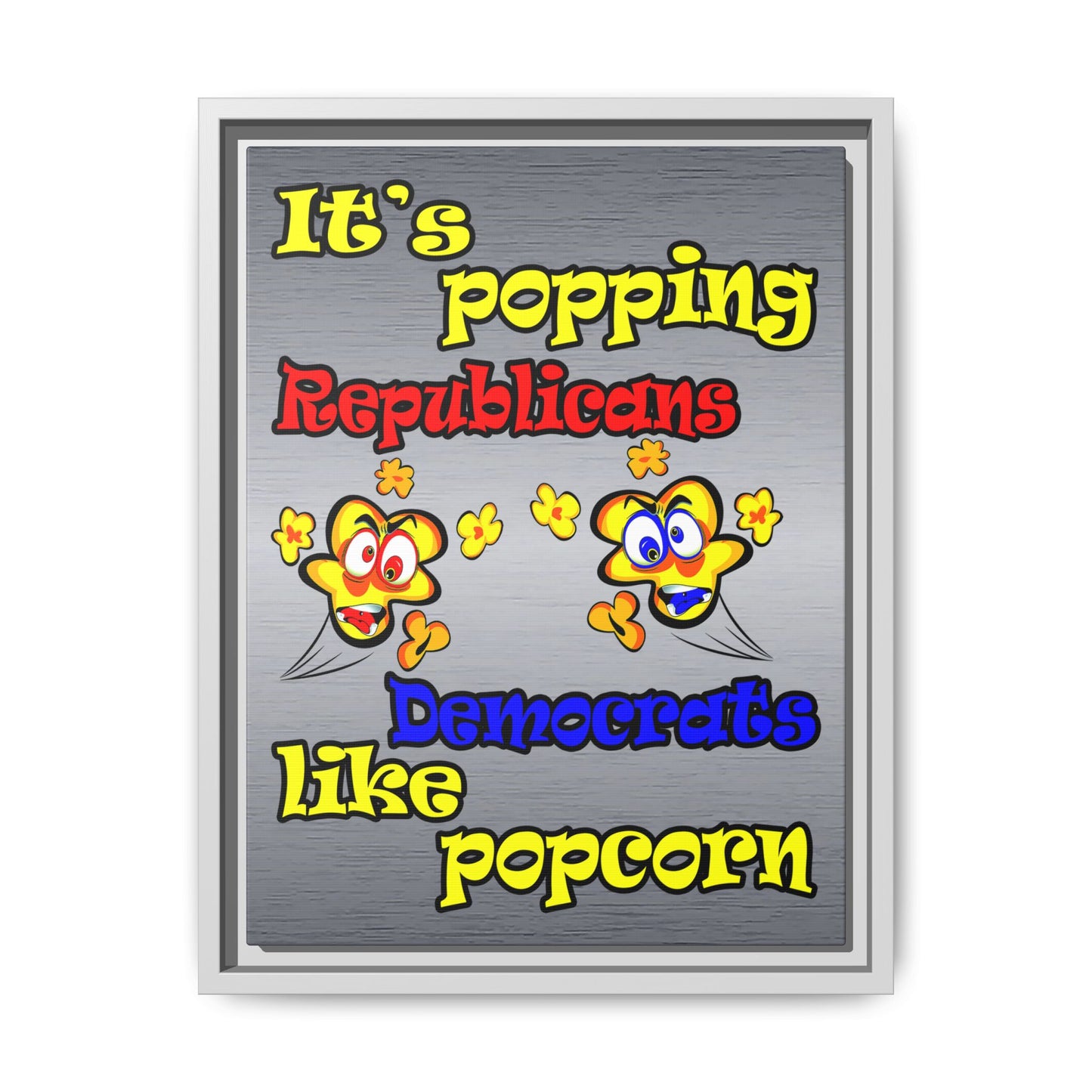popping like popcorn - framed canvas art (brushed nickel)