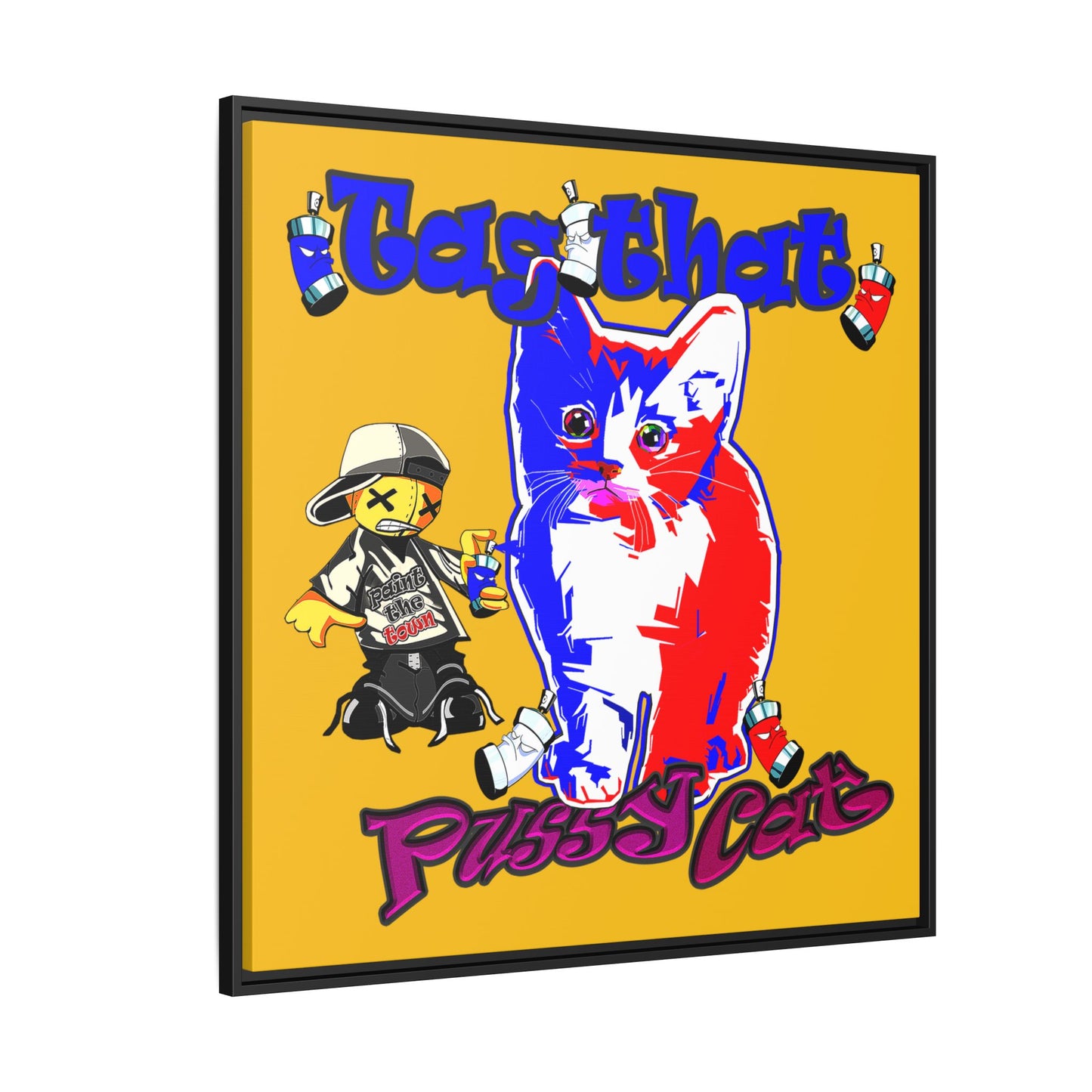 tag that - framed canvas art (yellow)