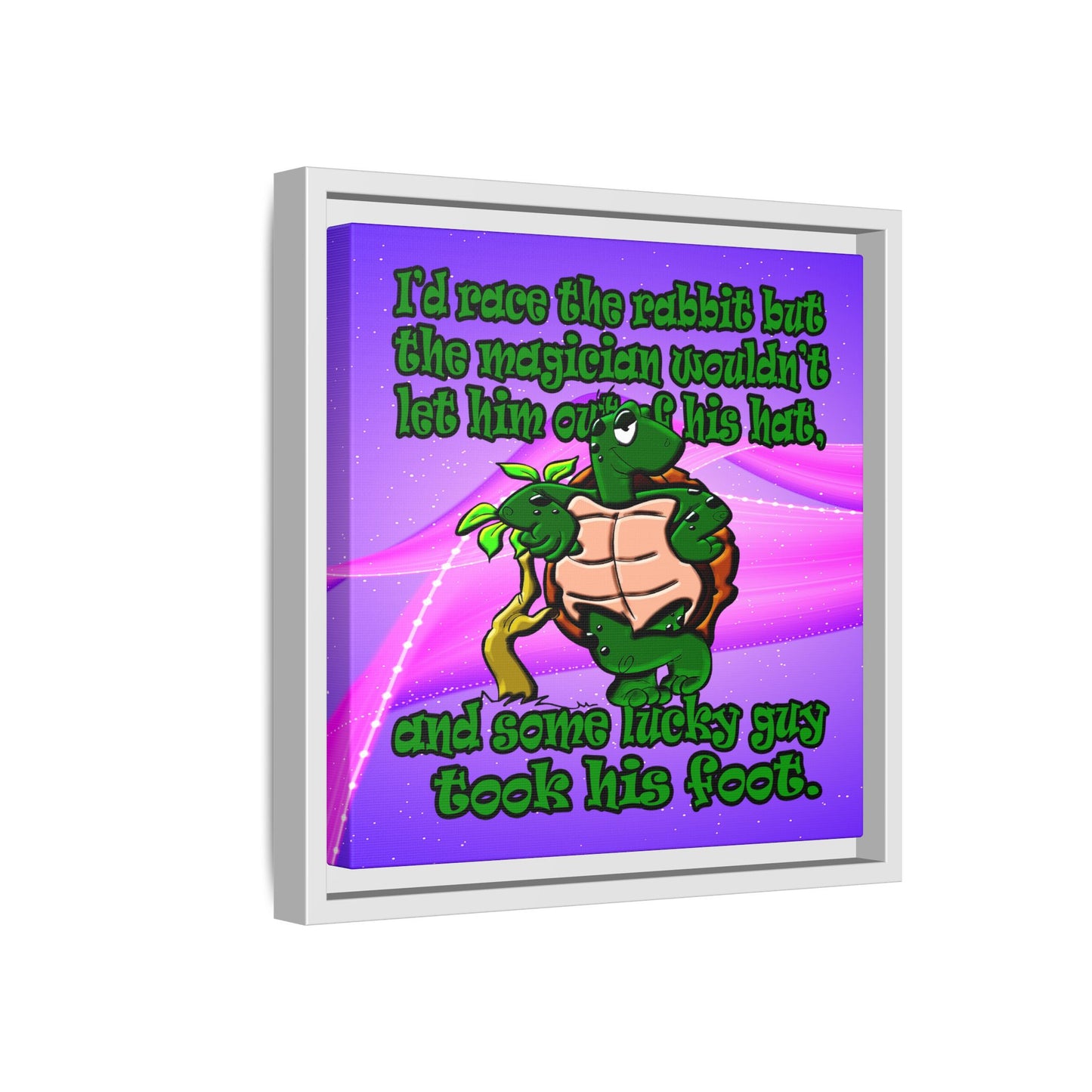 turtle race - framed canvas art (purple-pink wave)