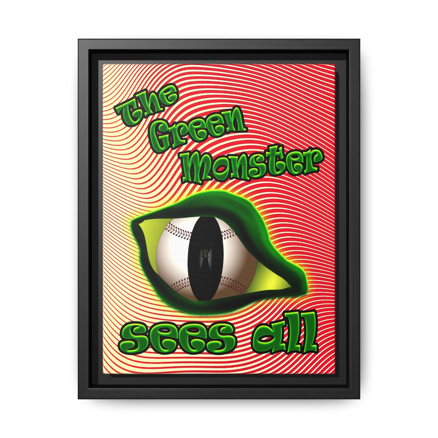 green monster - framed canvas art (yellow-orange wave)