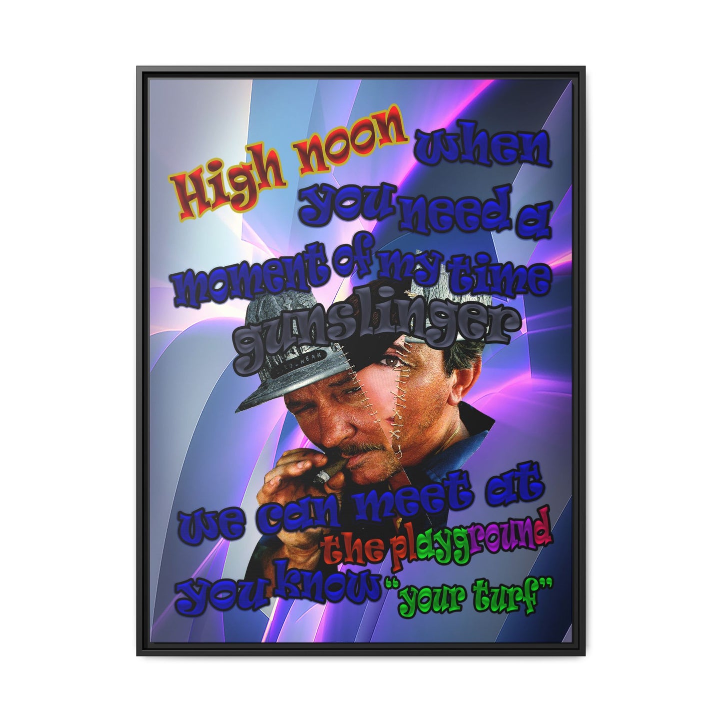 high noon - framed canvas art (grey-pink wave)