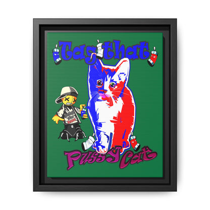 tag that - framed canvas art (dark green)