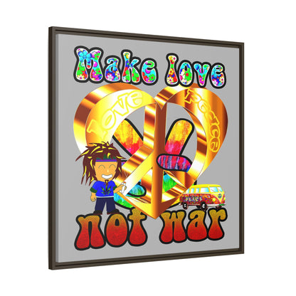 love peace - framed canvas art (light grey)