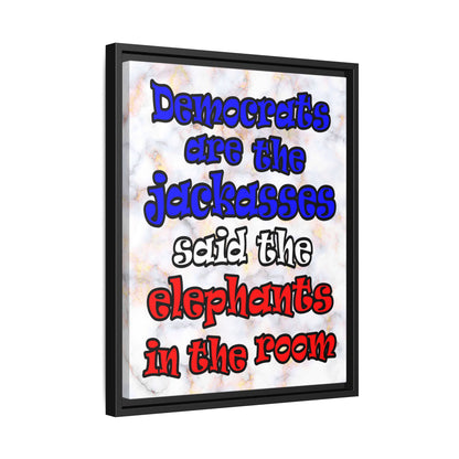 donkeys and elephants - framed canvas art (white marble)