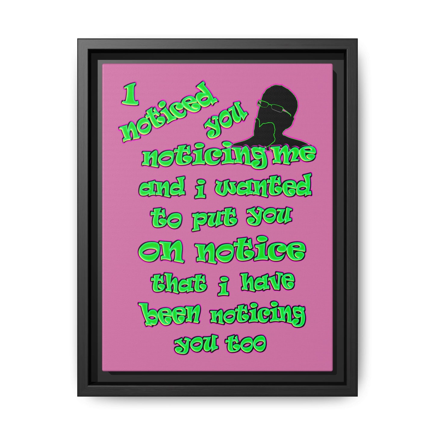 noticed you noticing - framed canvas art (light pink)