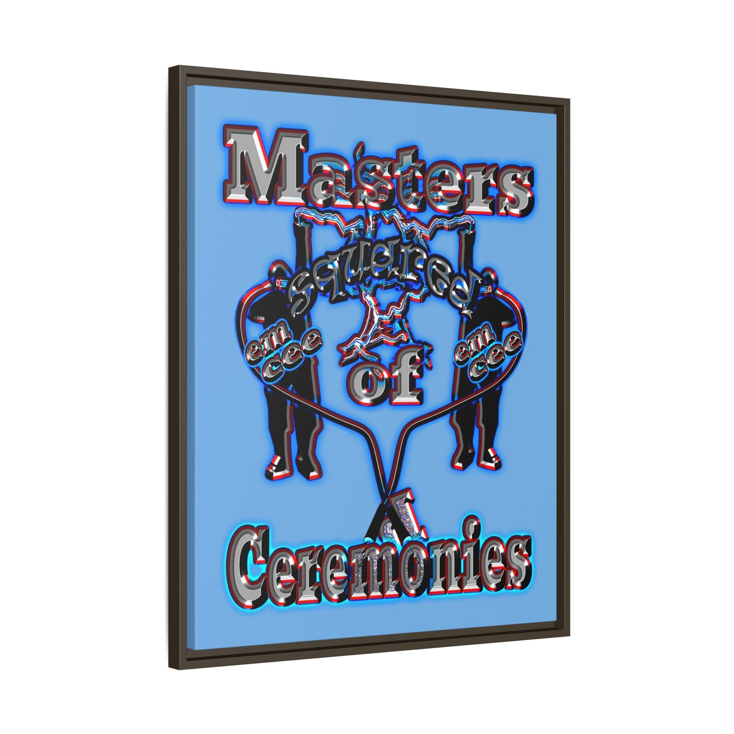 em cee squared - framed canvas art (light blue)