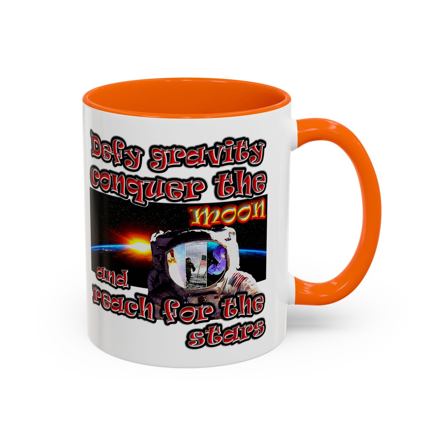 defy conquer reach - Accent Mug (white)