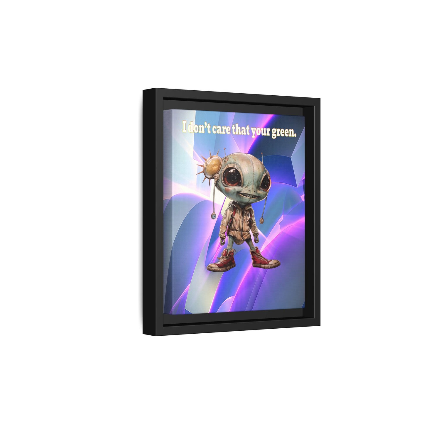 I don't care that your green - framed canvas art (grey-pink wave)