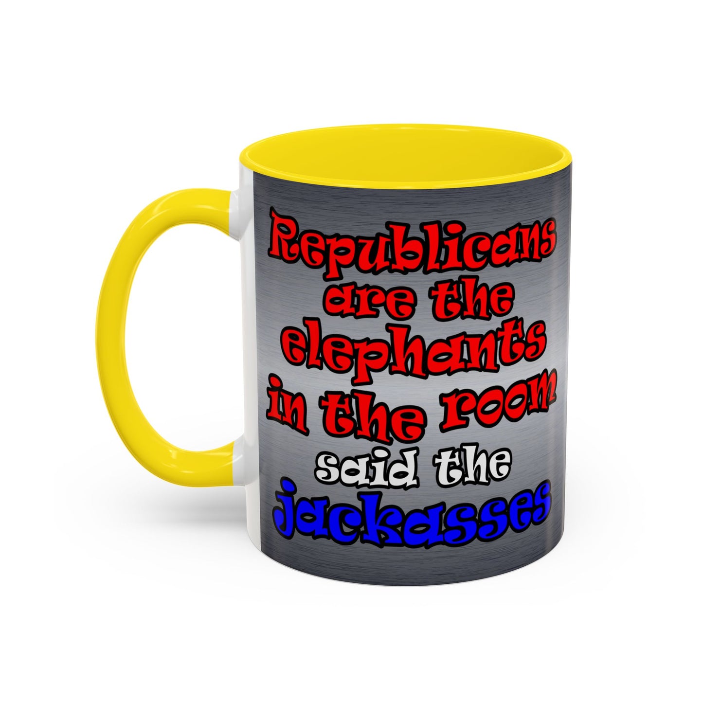 donkeys and elephants - Accent Mug (brushed nickel)