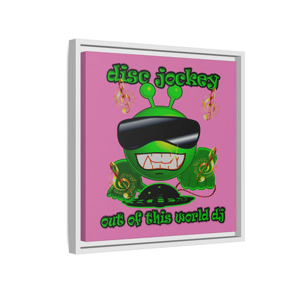disc jockey - framed canvas art (light pink)