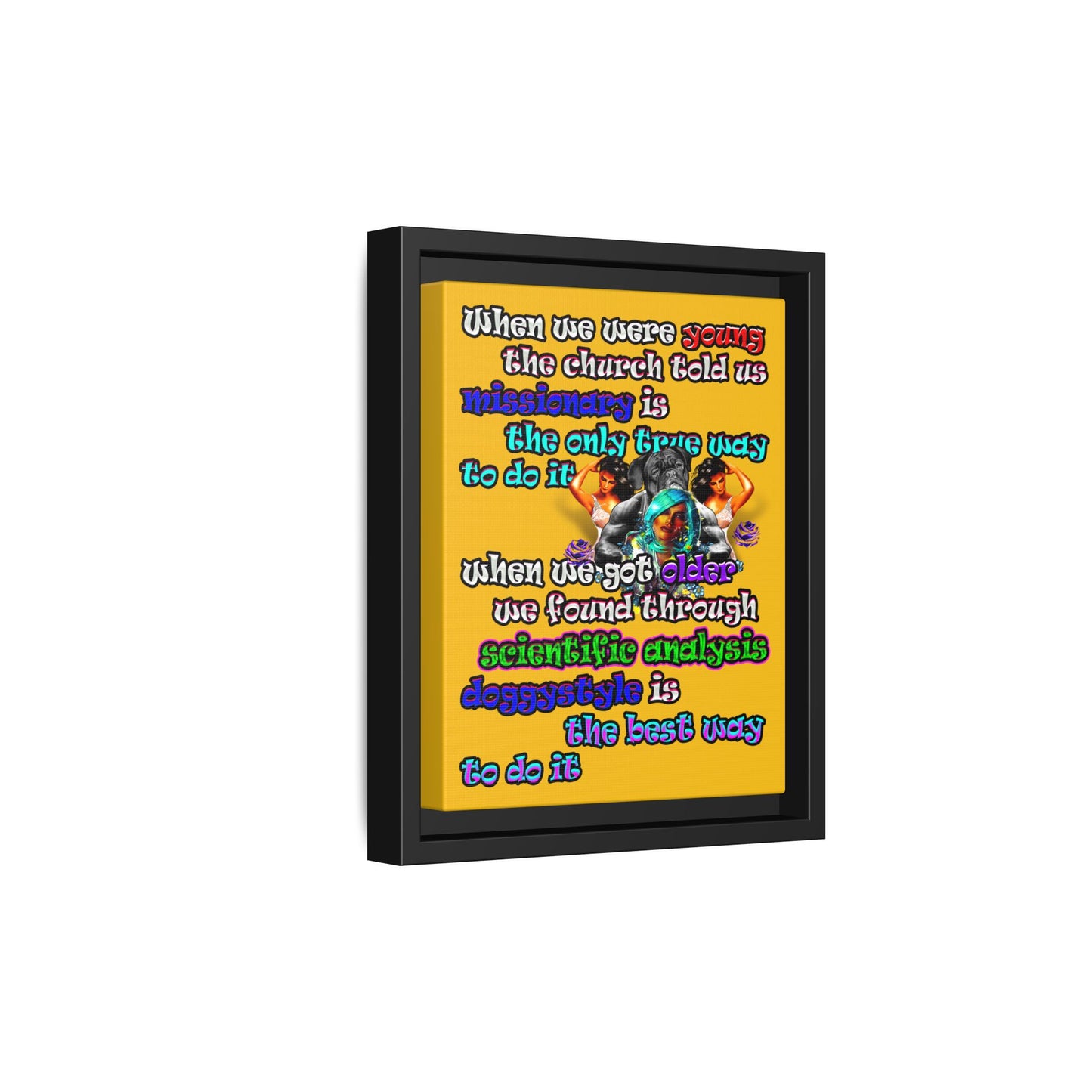 doggystyle - framed canvas art (yellow)
