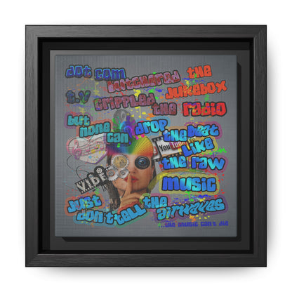 drop the beat - framed canvas art (grey-light grey)