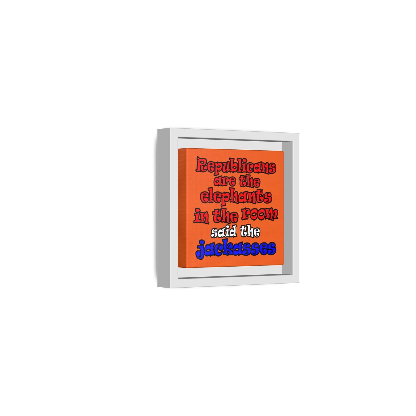 donkeys and elephants - framed canvas art (orange)