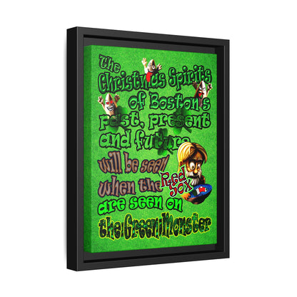 christmas spirits of boston - framed canvas art (green turf)
