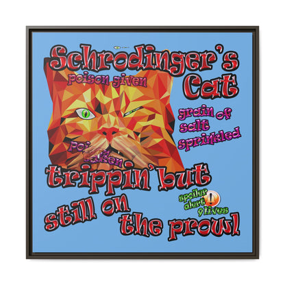 schrodinger's cat - framed canvas art (light blue)