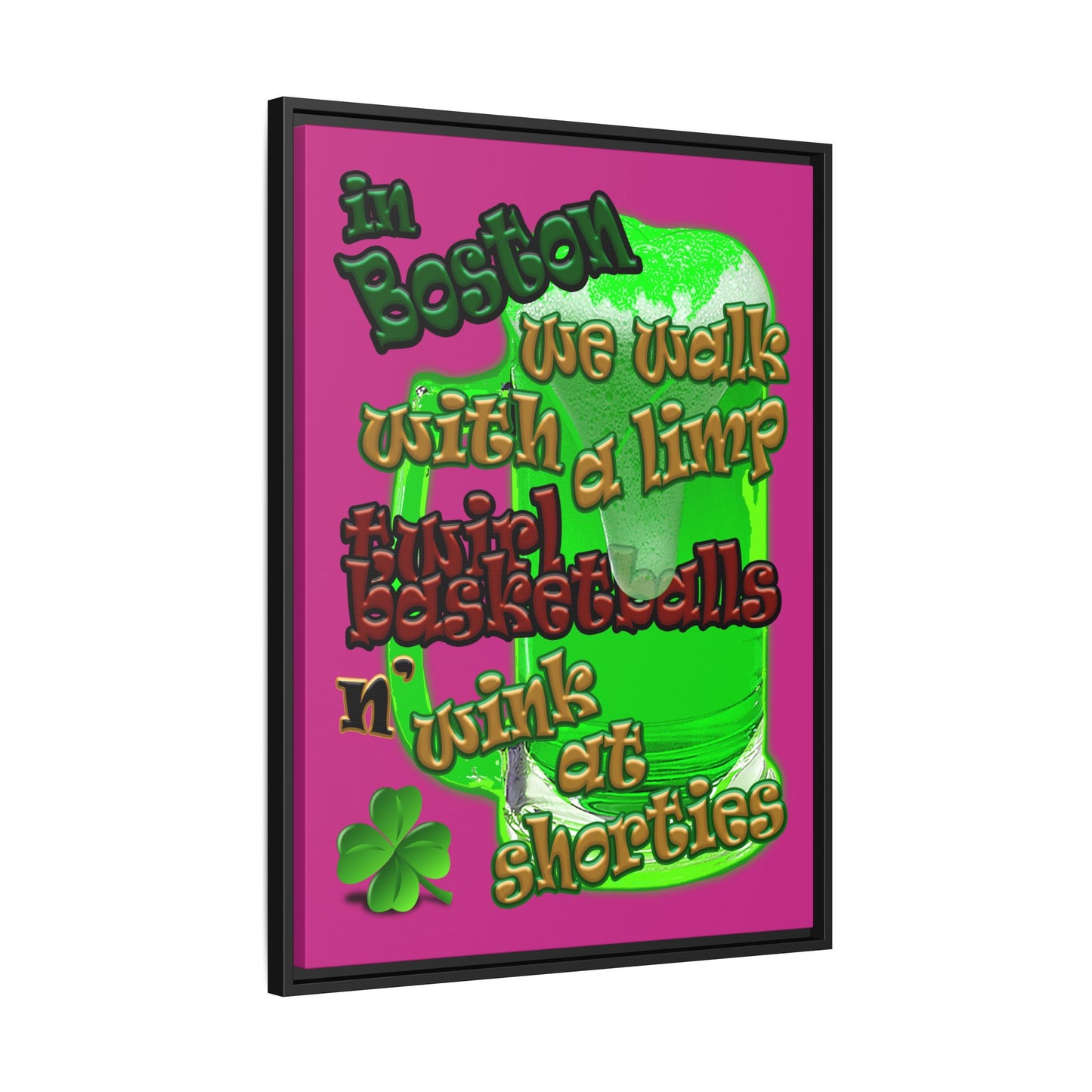 celtics logo - framed canvas art (pink)