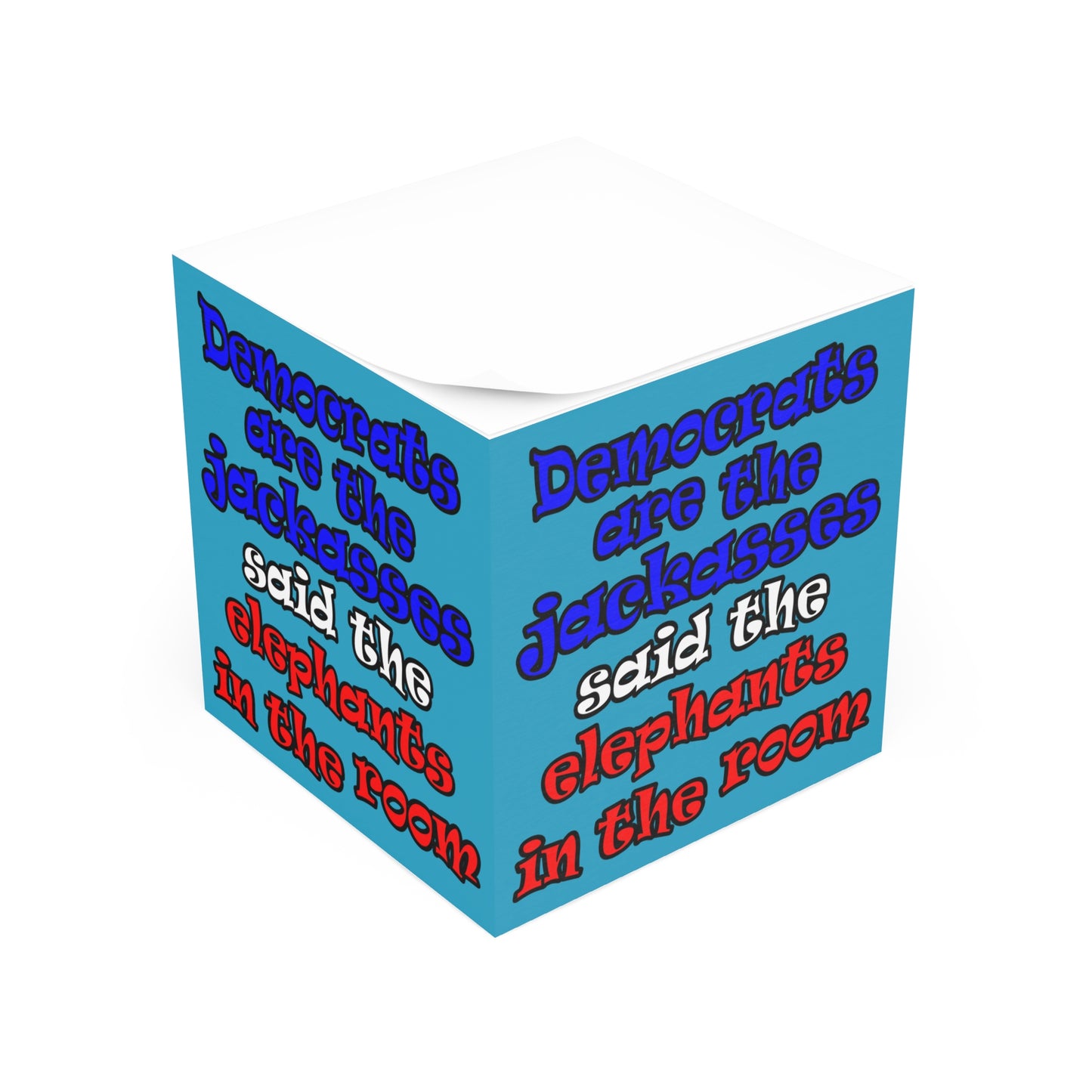 donkeys and elephants - note cube (turquoise)