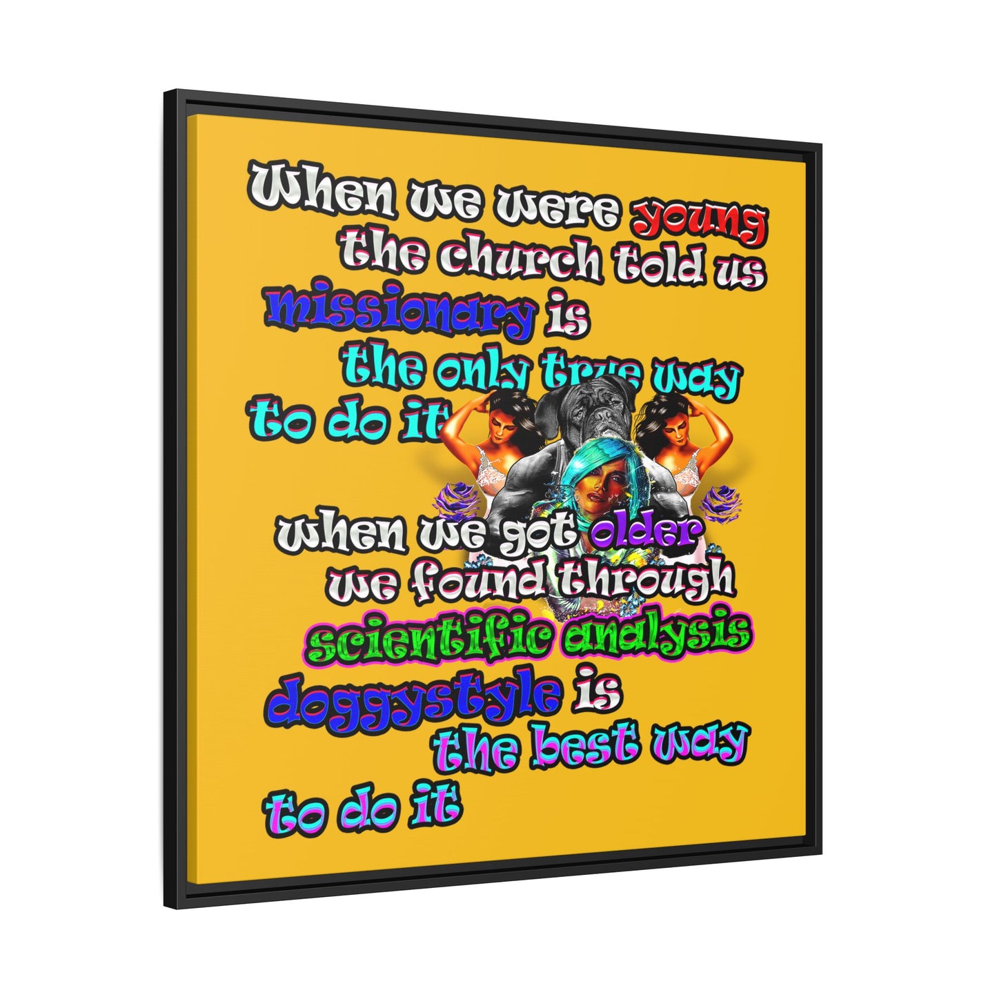 doggystyle - framed canvas art (yellow)